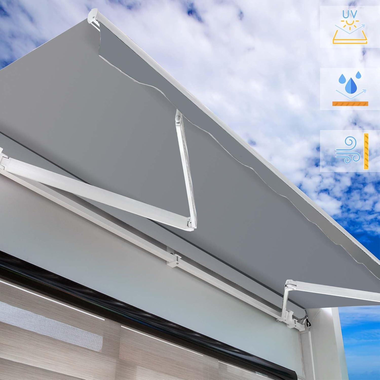 Toboli Awning with Joint Arms and UV Protection 3 x 2.5 m Anthracite Wall Mount Balcony