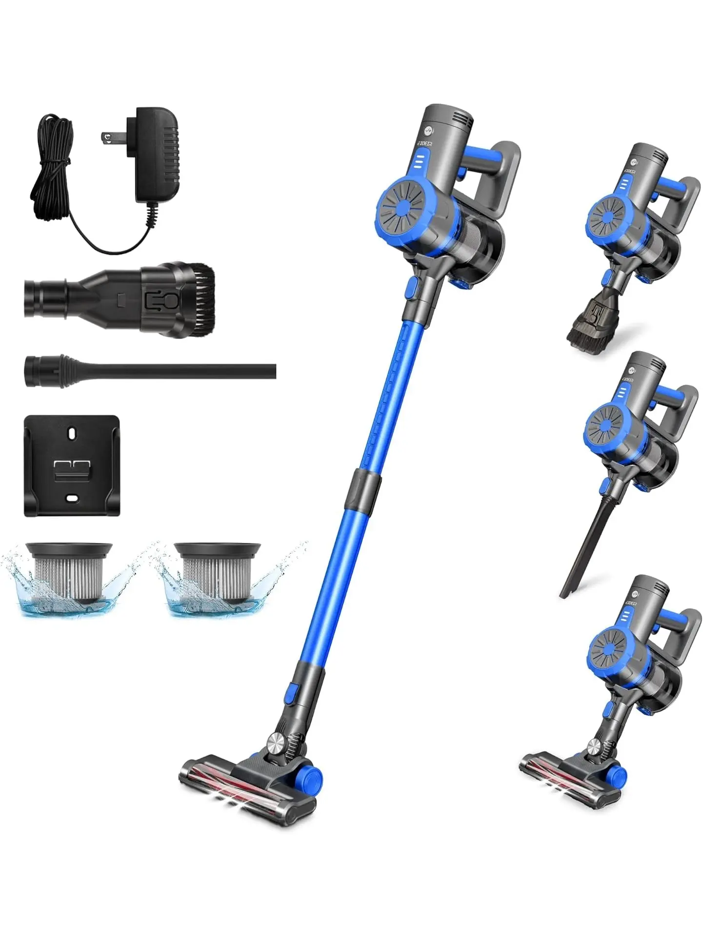 Cordless Stick Vacuum Cleaner, 45 Minutes Run Time, 4 in 1 Lightweight Stick Vacuum 200W, 3 Power Modes, HEPA Filter for Hardwood Floors, Carpet, Pet Hair, Car (E20 Pro)