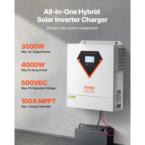 VEVOR Hybrid Solarwechselrichter 3500W 220/230V WiFi Eingebauter 100A MPPT Controller