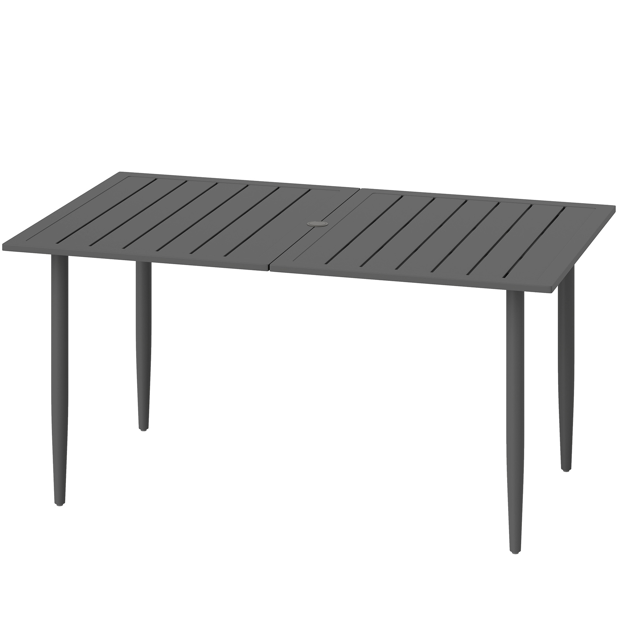Outsunny Gartentisch 150x90cm, Wetterfest Balkontisch aus Stahl, Balkontisch mit Schirmloch Schwarz
