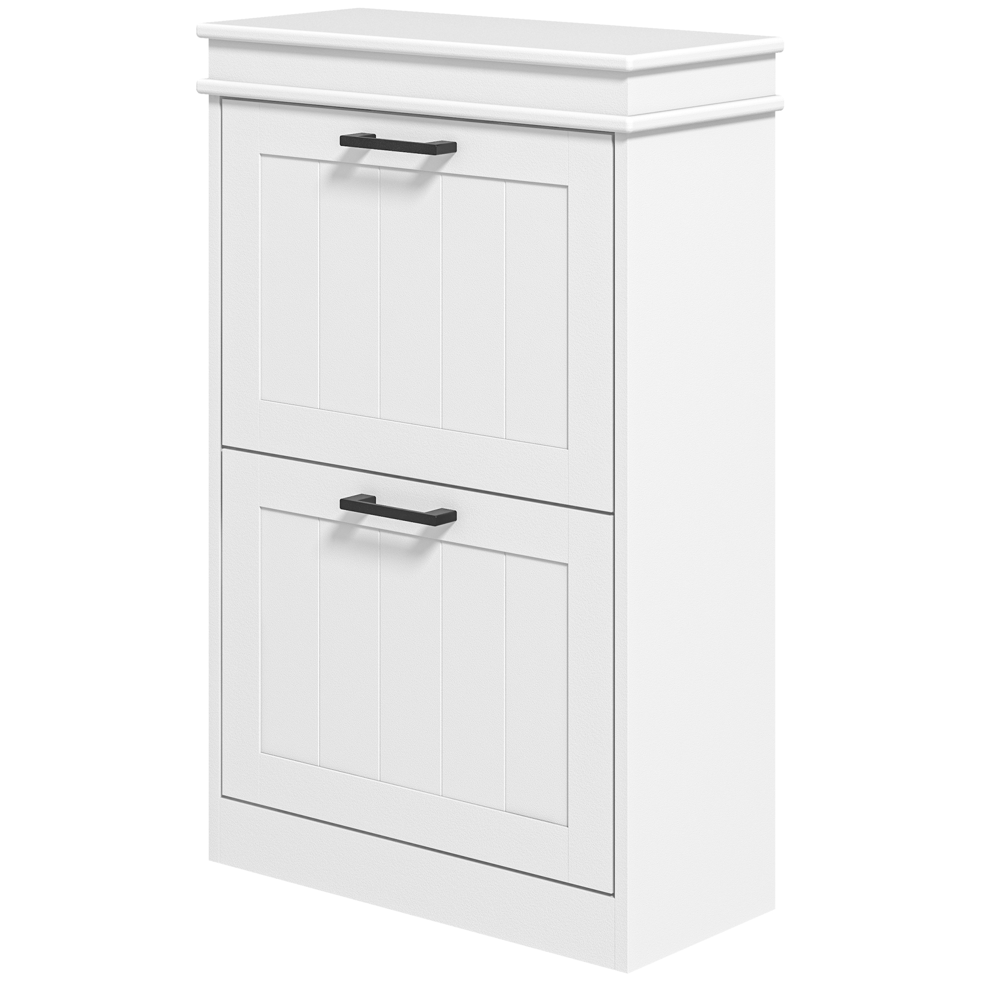 HOMCOM Schuhschrank, 2 Klappentüren, verstellbare Regale, für Eingang, Flur, 54 x 24 x 82,5 cm, weiß