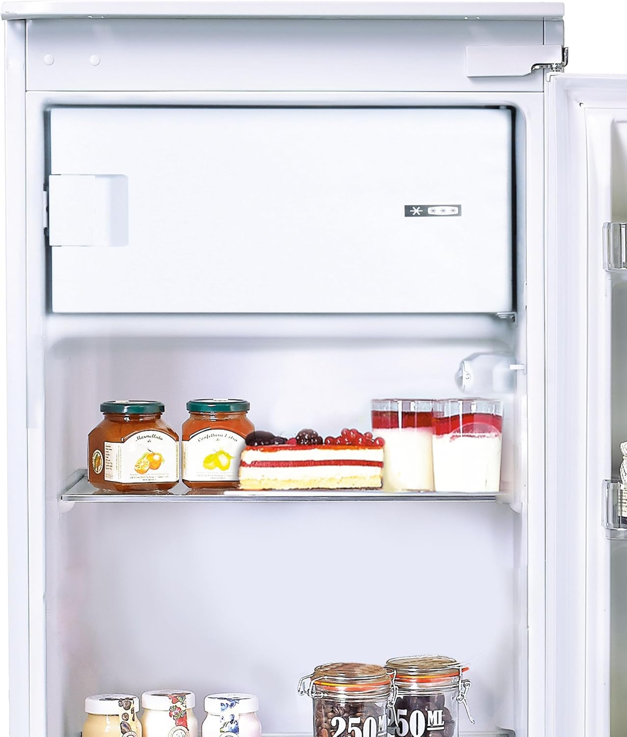 Candy CIO 225 EE/N Frigorifero da incasso con congelatore, porta a traino, 122 cm, 163 litri, frigorifero 147 litri, congelatore 16 litri, 1 cassetto per verdure, 3 ripiani in vetro