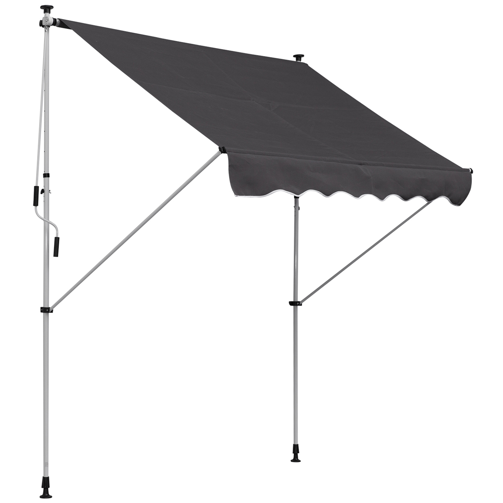 Outsunny Klemmmarkise mit Handkurbel höhenverstellbar Gelenkarmmarkise schmutzabweisend, witterungsbeständig Balkonmarkise 150cm breit Terrassenmarkise für Terrasse Balkon Veranda Grau