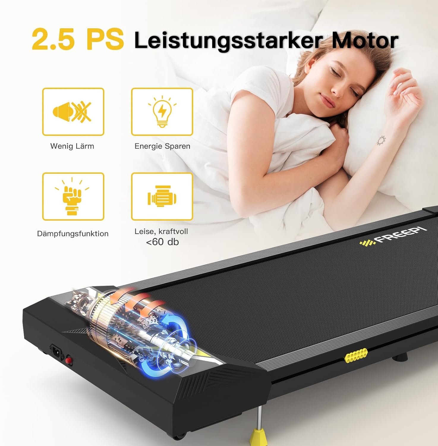 Freepi 4 in 1 Laufband für Zuhause mit Neigung 1-6km/h 2.5PS Motor mit Fernbedienung, Walking Laufband Pad Schreibtisch ragbar Heim-Fitnessgert