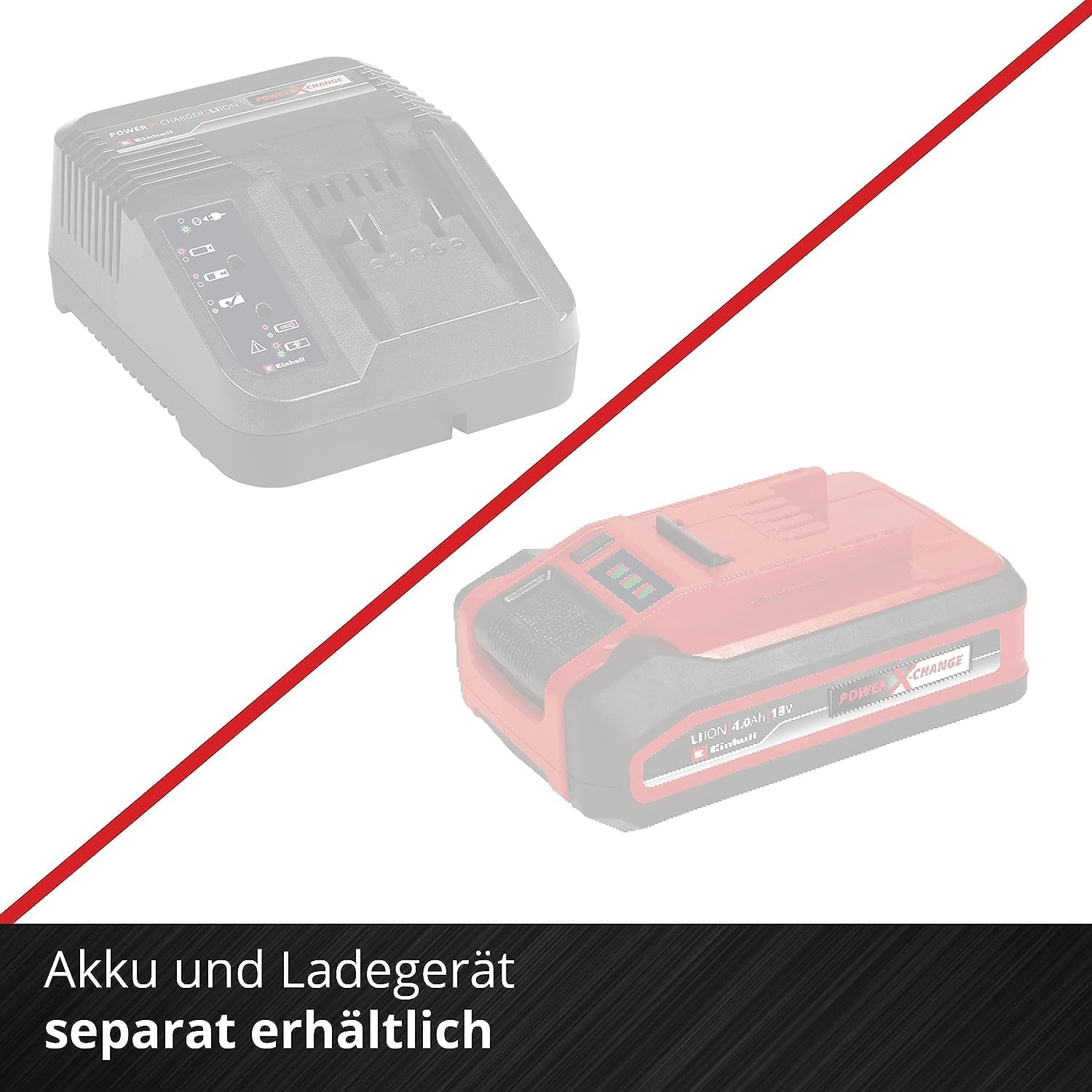 Einhell Akku-Kehrmaschine TE-SW 18/610 Li-Solo Power X-Change (18 V, Li-Ion, 20 L Schmutzbehlter, 61 cm Arbeitsbreite, Parkposition, verstellbarer Lenker, abnehmbare Lippe, Ein-und Ausschalter), Rot