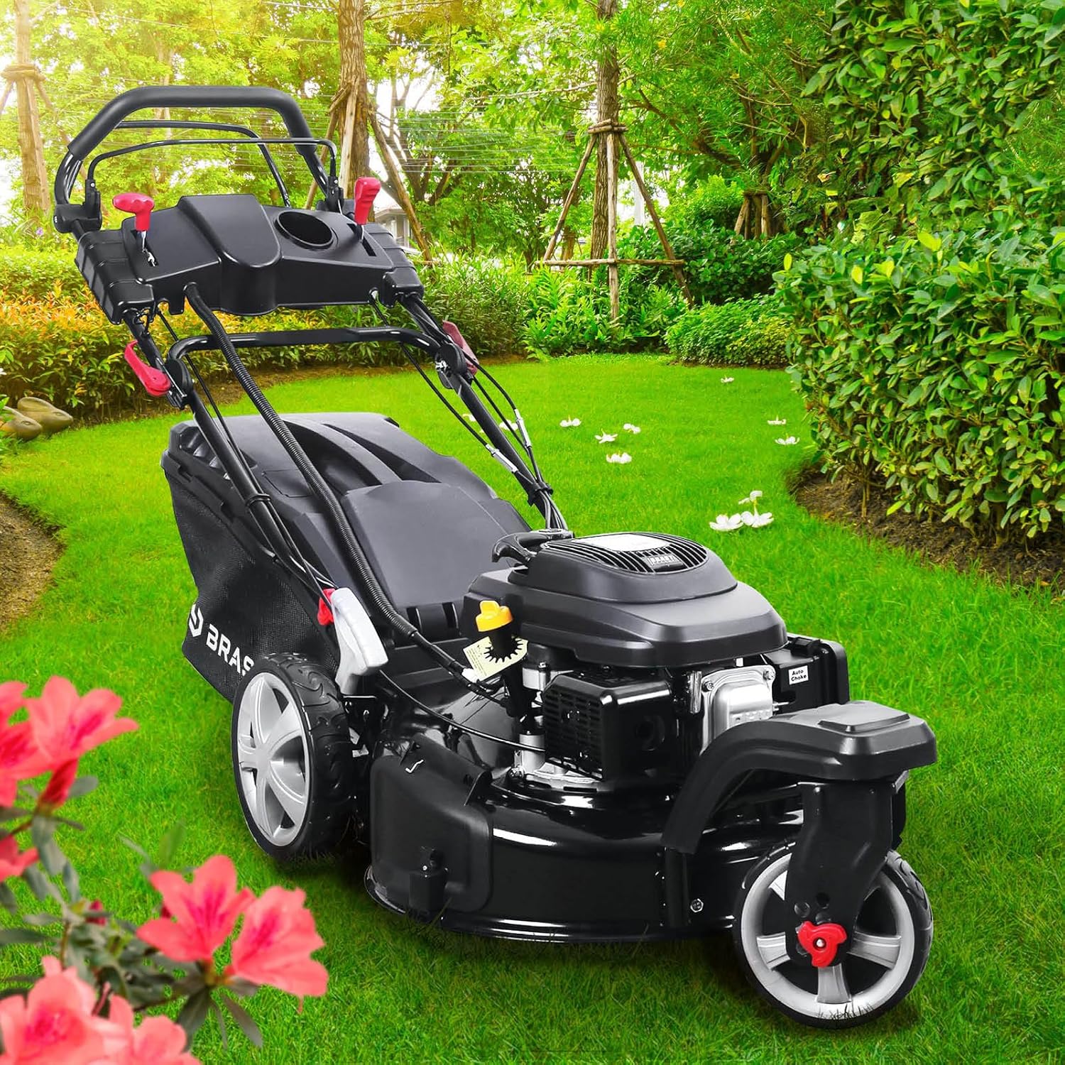 BRAST? Benzine grasmaaier Trike met aandrijving | 5,2kW (7PK) | 53cm maaibreedte | veel modellen | T��V | 4-takt OHV motor | 30-80mm maaihoogte | 60L opvangbak | Stalen behuizing | Snelheid