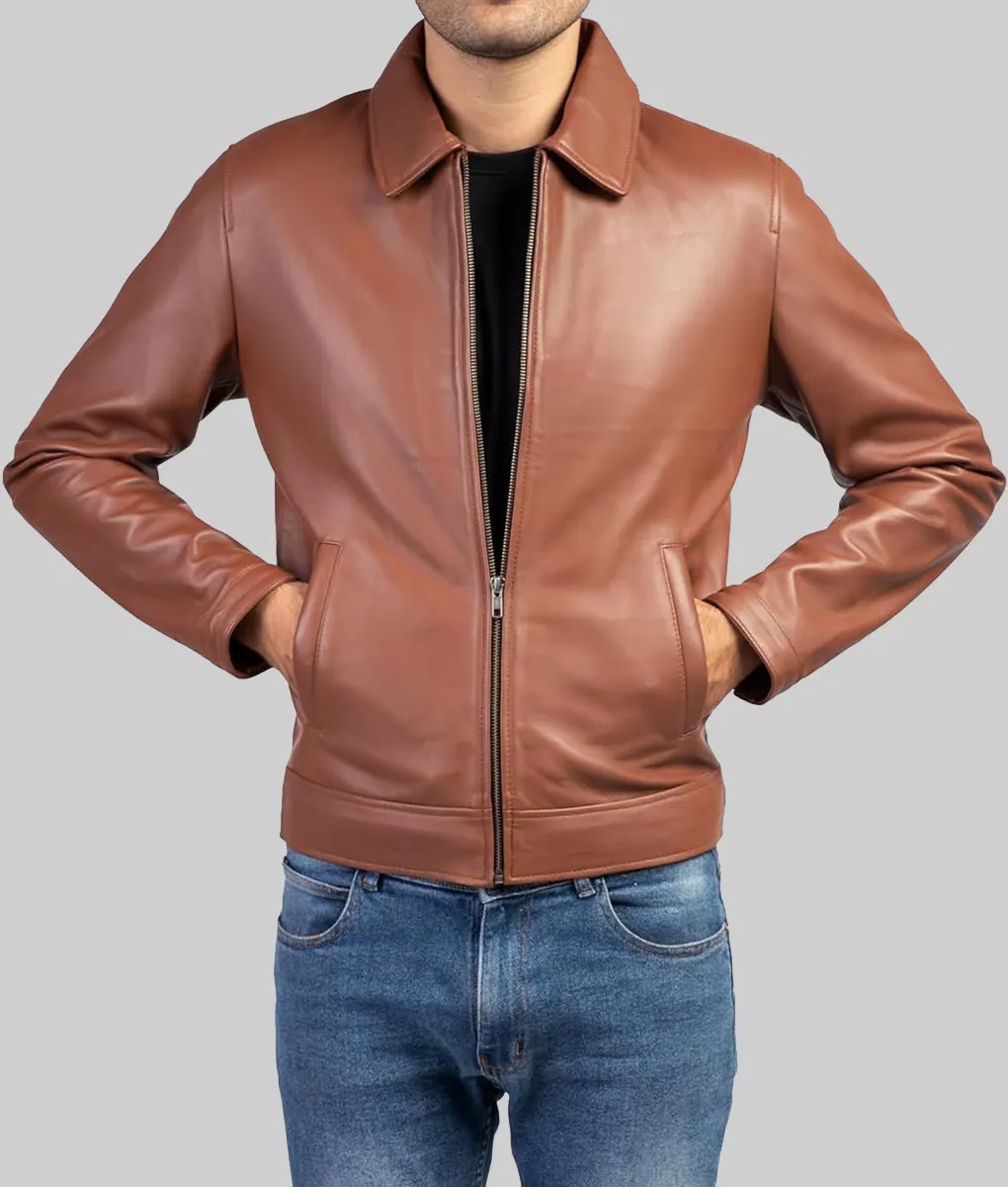 Jesse Tan Brown Leather Jacket