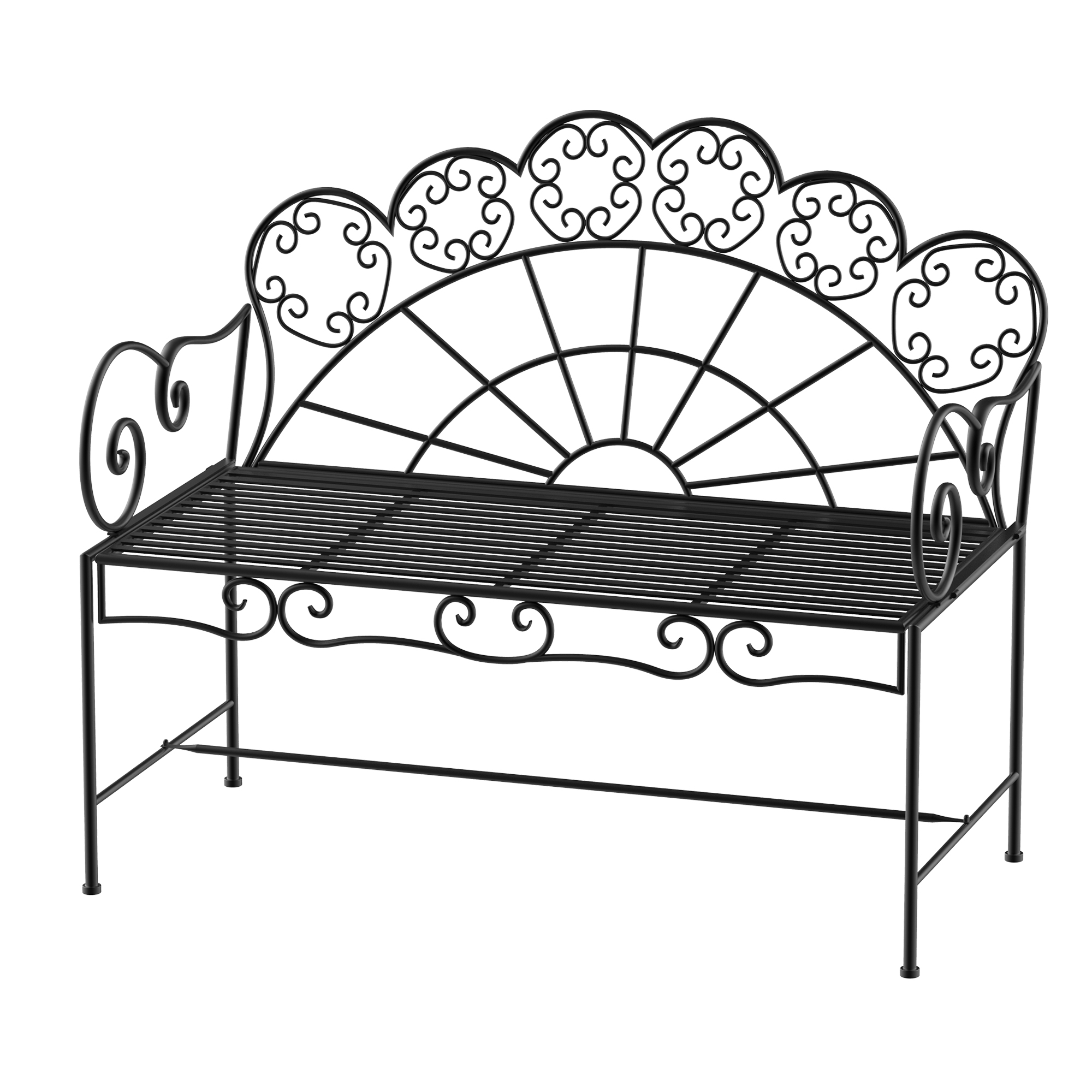 Outsunny 2-Sitzer Gartenbank robust, Parkbank rostfrei Sitzbank Bank Gartenmöbel für Terrasse, Garten und den generellen Außenbereich 107cm x 55,5cm x 90,5cm, Schwarz