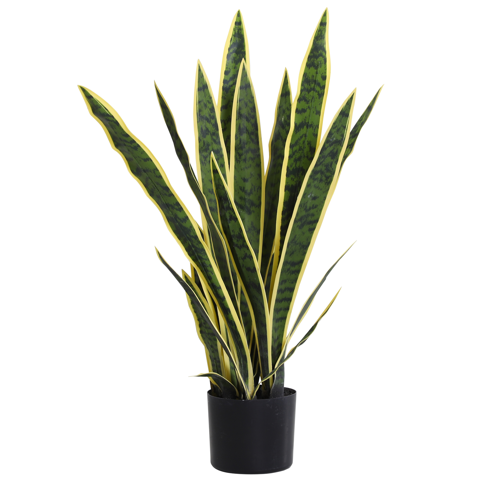 Outsunny Künstliche Sanseveria Realistische Kunstpflanze mit Topf, Ø15cm x 80cm, Grün und Gelb