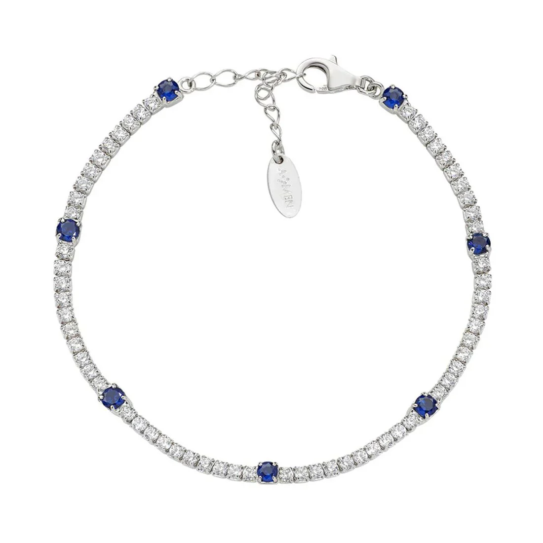 Bracciale Amen tennis con pietre blu e bianche 2 e 3mm BTB2B3BL16