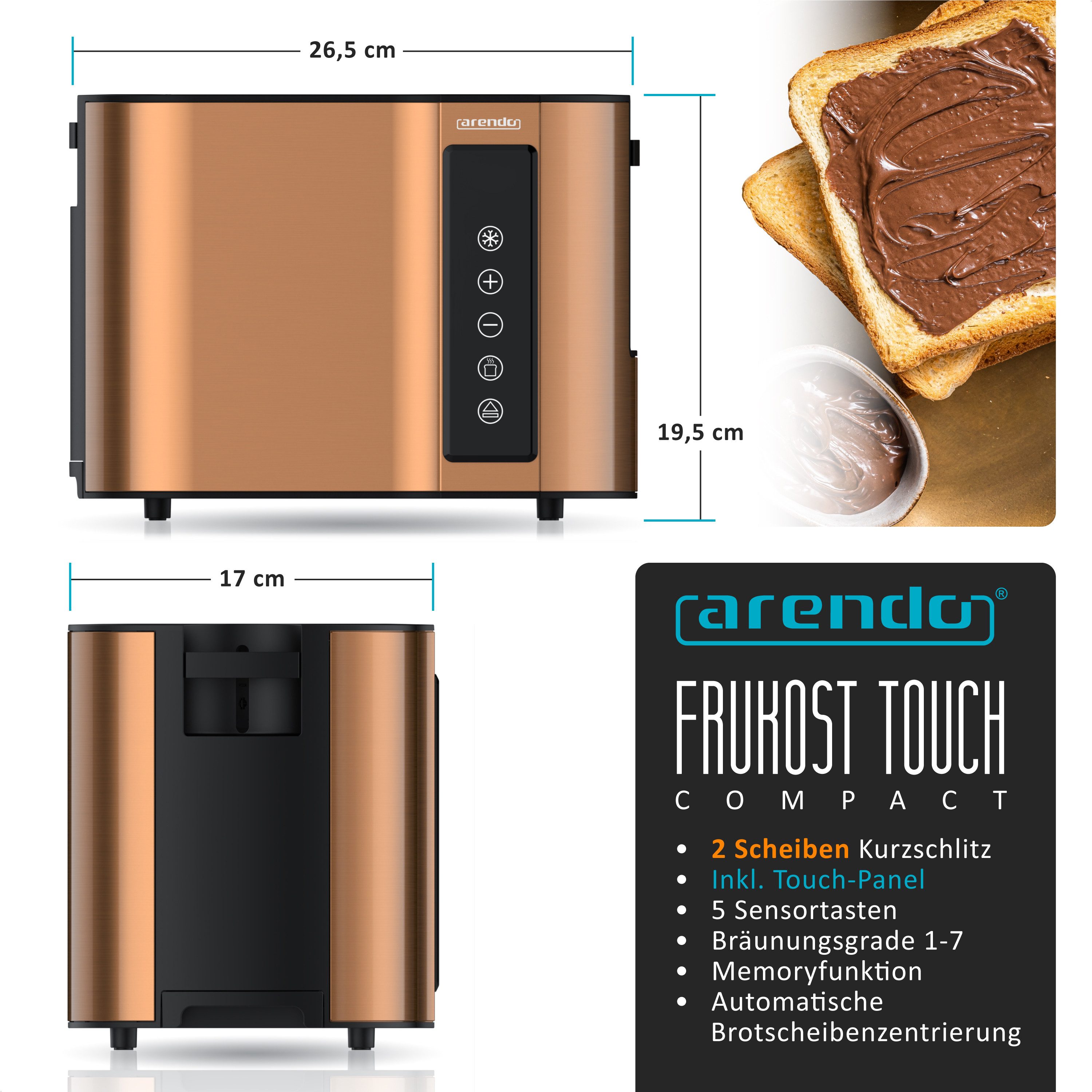 Toaster Wärmeisoliertes Doppelwandgehäuse, Display mit Restzeitanzeige