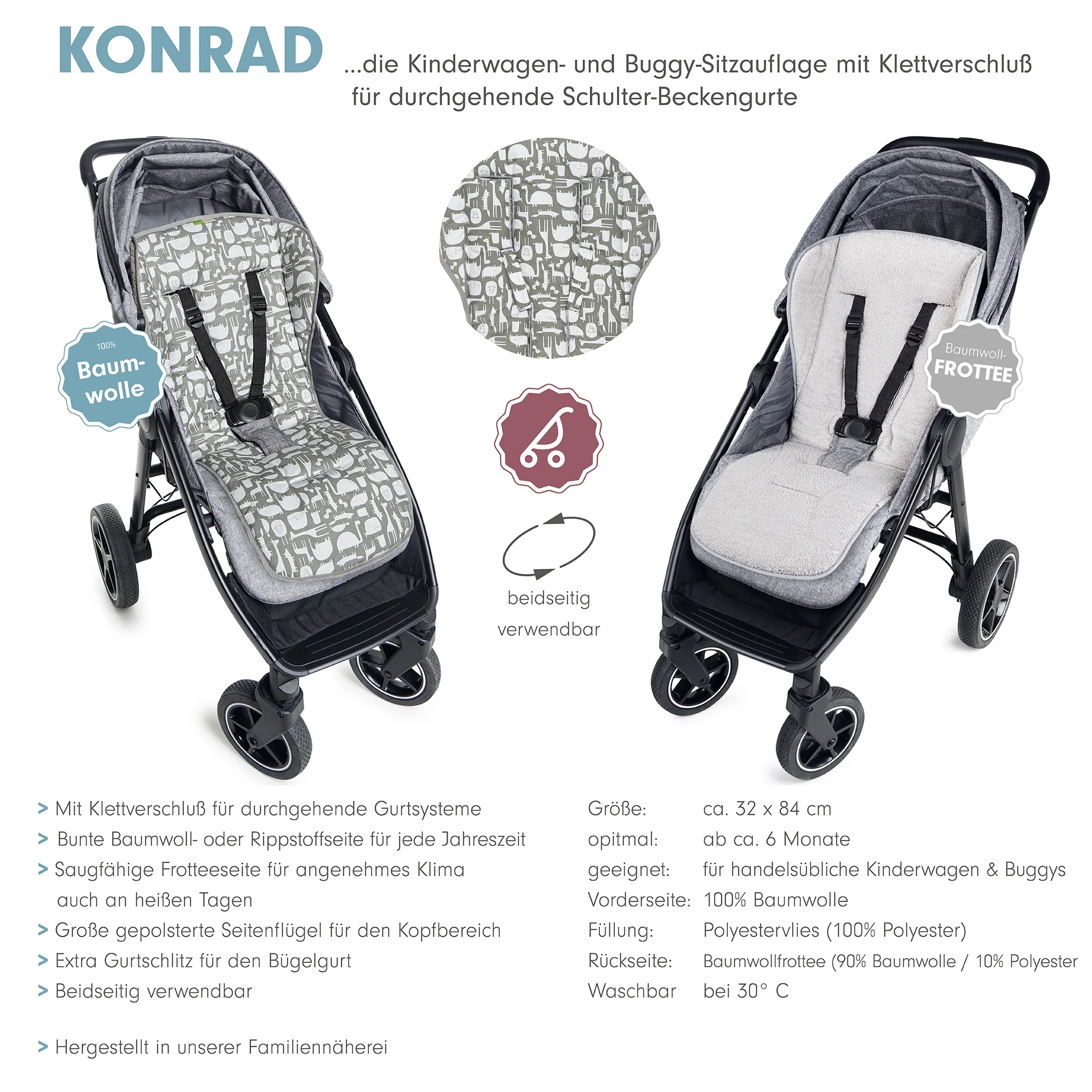 KONRAD die gro?e Buggysitzauflage mit Klett