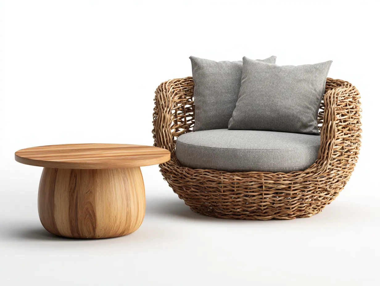 Divani da esterno-rattan-legno-tessuto-88 x 78 x 70 cm-grigio chiaro-naturale-stile moderno