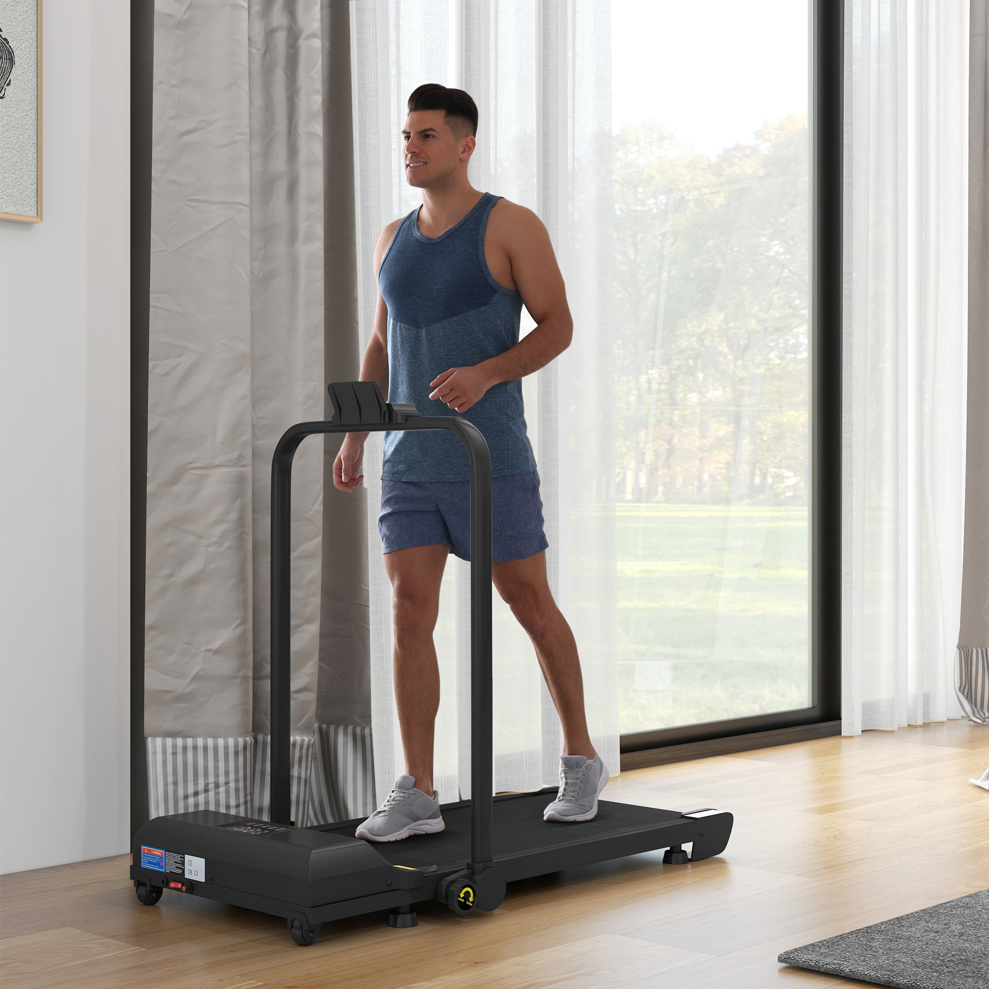 HOMCOM Elektrisches faltbares Laufband 2 in 1, 1-10 km/h, elektrisches Gehband mit Fernbedienung 130 x 59 x 96 cm schwarz