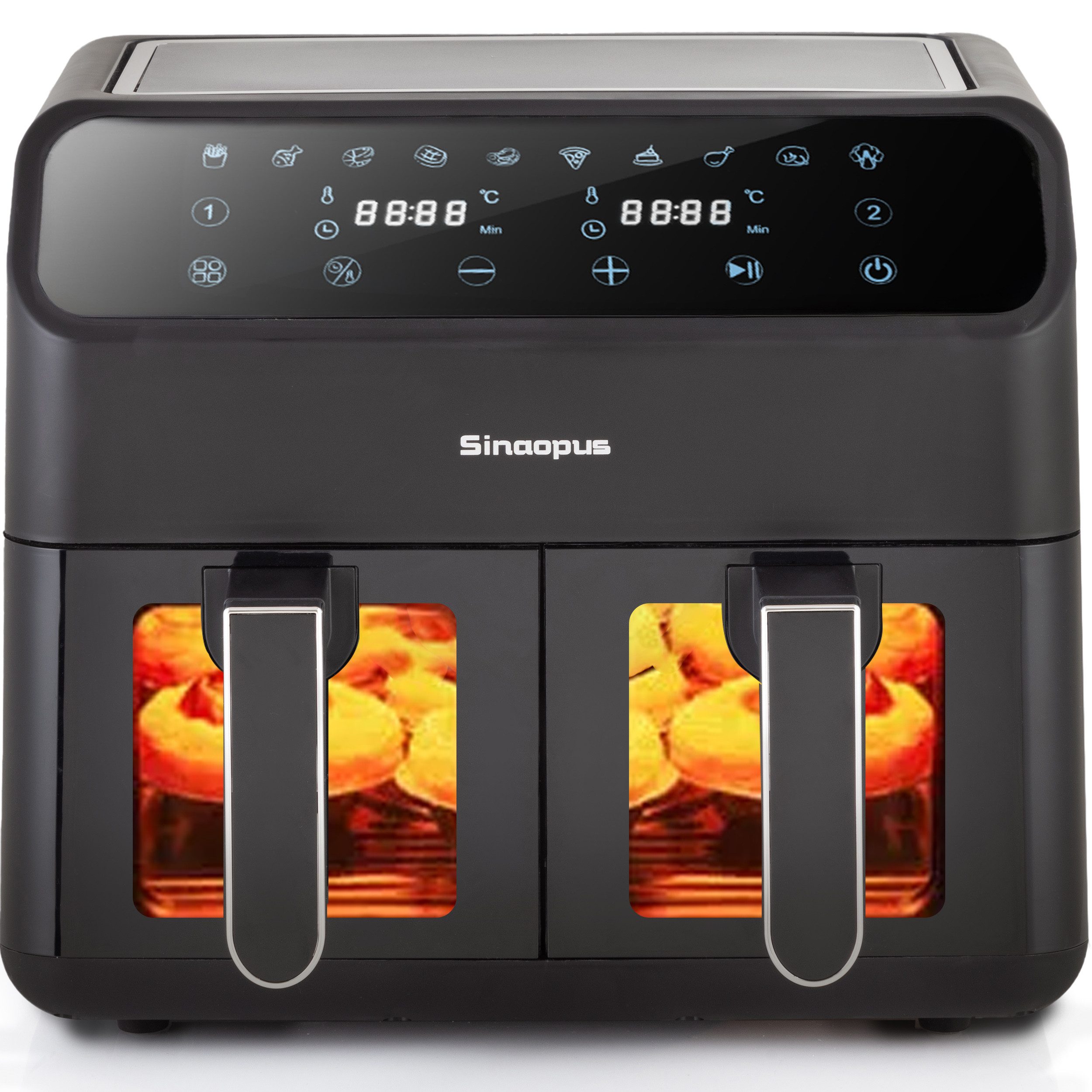 Heißluftfritteuse 9 L Dual-Zonen Airfryer mit Sichtfenster, 2000 W Leistung