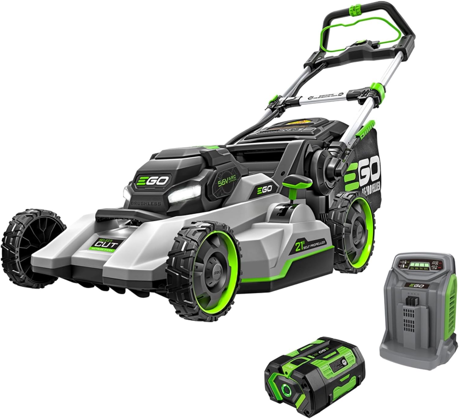 EGO POWER+ Electric Lawn Mower  Self-Propelled Cordless with Select Cut and Touch Drive  Includes 56V 7.5Ah Battery and Rapid Charger – LM2135SP