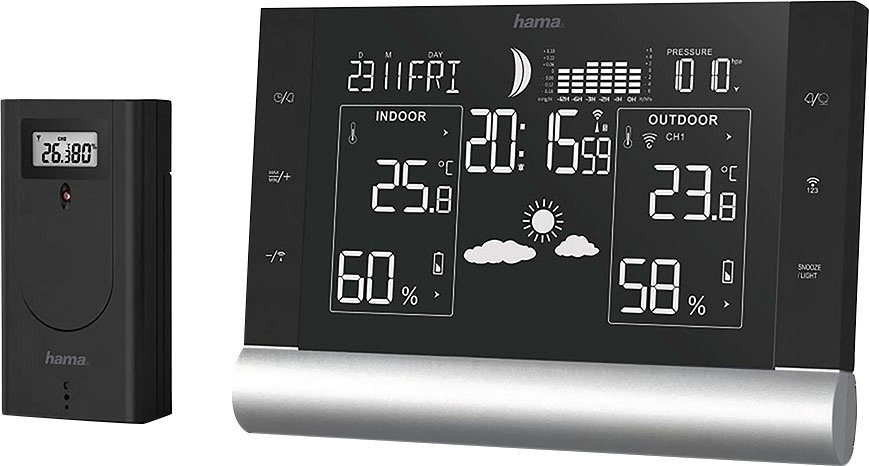 Wetterstation Wetterstation, Funk, inkl. Außensensor, Wettervorhersage, mit Wecker