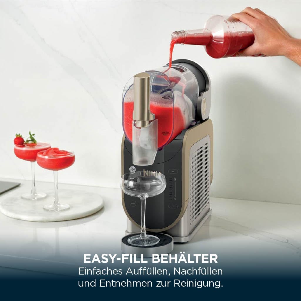 Ninja SLUSHi Maschine für Slush, Eis-Cocktails, Frappé, Milchshakes & gefrorenen Saft, ohne Eis oder Vorbereitungsaufwand, WhisperChill-Technology, fasst 1,9 L, Stone Gold, FS301EUSTGD