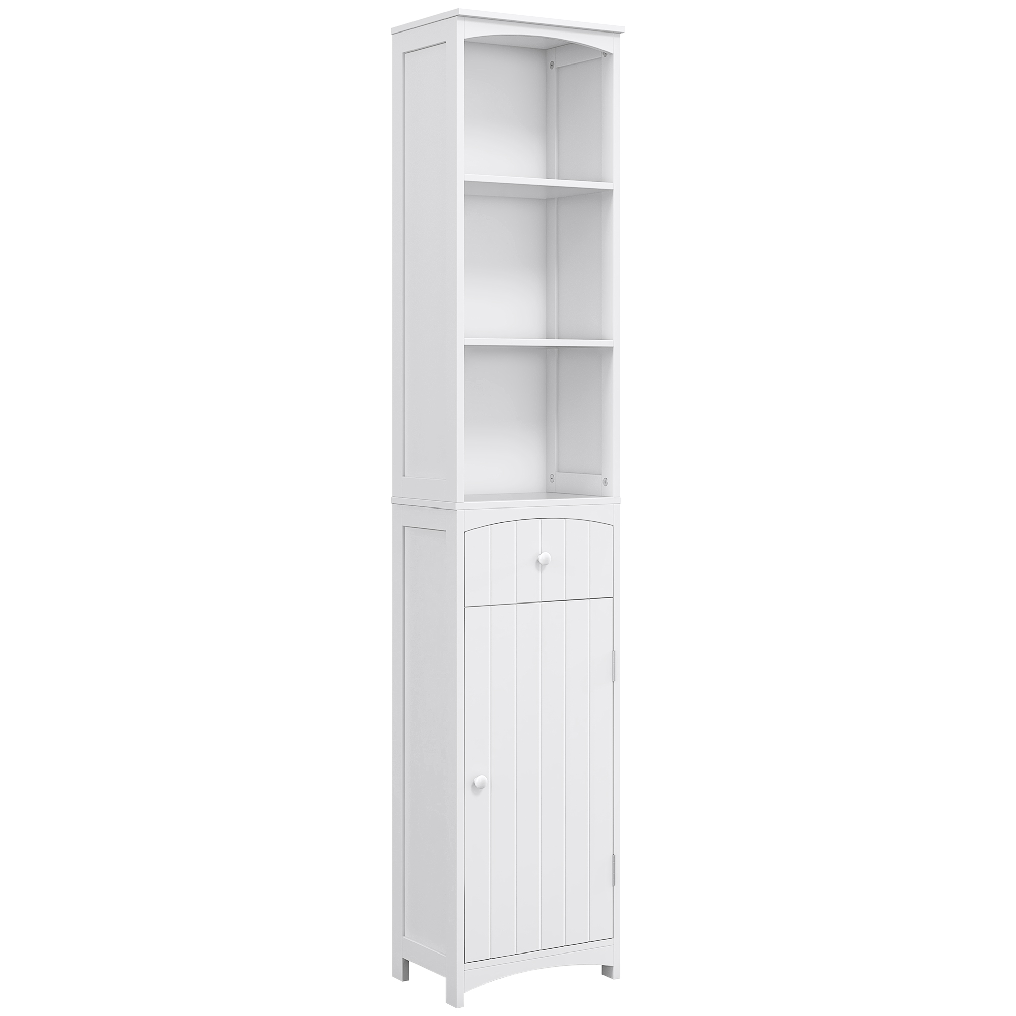 HOMCOM Badezimmerschrank Hochschrank Badschrank Badregal Bad Schrank Badmöbel, MDF, Weiß, 34x24x170cm