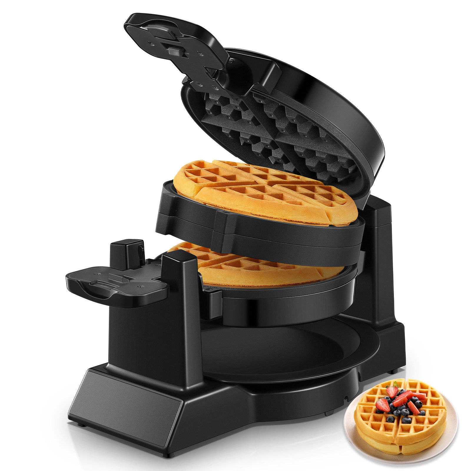 Waffeleisen Doppelwaffeleisen für belgische Waffeln, 180°-Wendefunktion