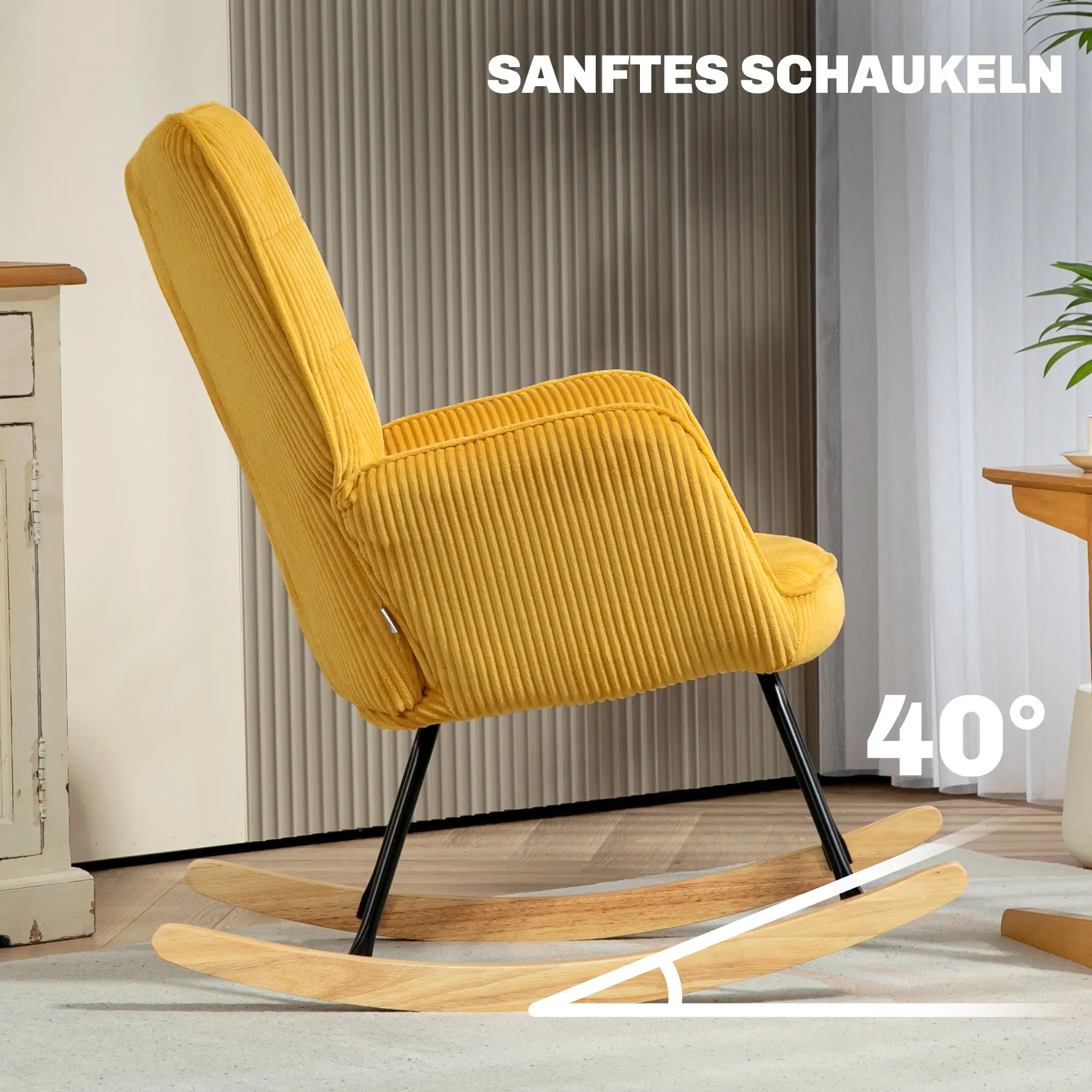 HOMCOM Schaukelstuhl Wohnzimmer Kord-Polsterung Schaukelfunktion