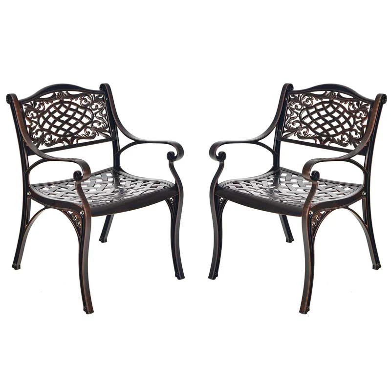24Pcs All Weather Cast Aluminum Chairs With Armrests Amp Curved Seats Outdoor Dining Chairs Patio Bistro Armchairs - Comfortable And Ergonomic Design