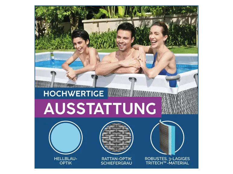 Power Steel Frame Pool Komplett-Set mit Filterpumpe, ca. L 412 x B 201 x L 122 cm