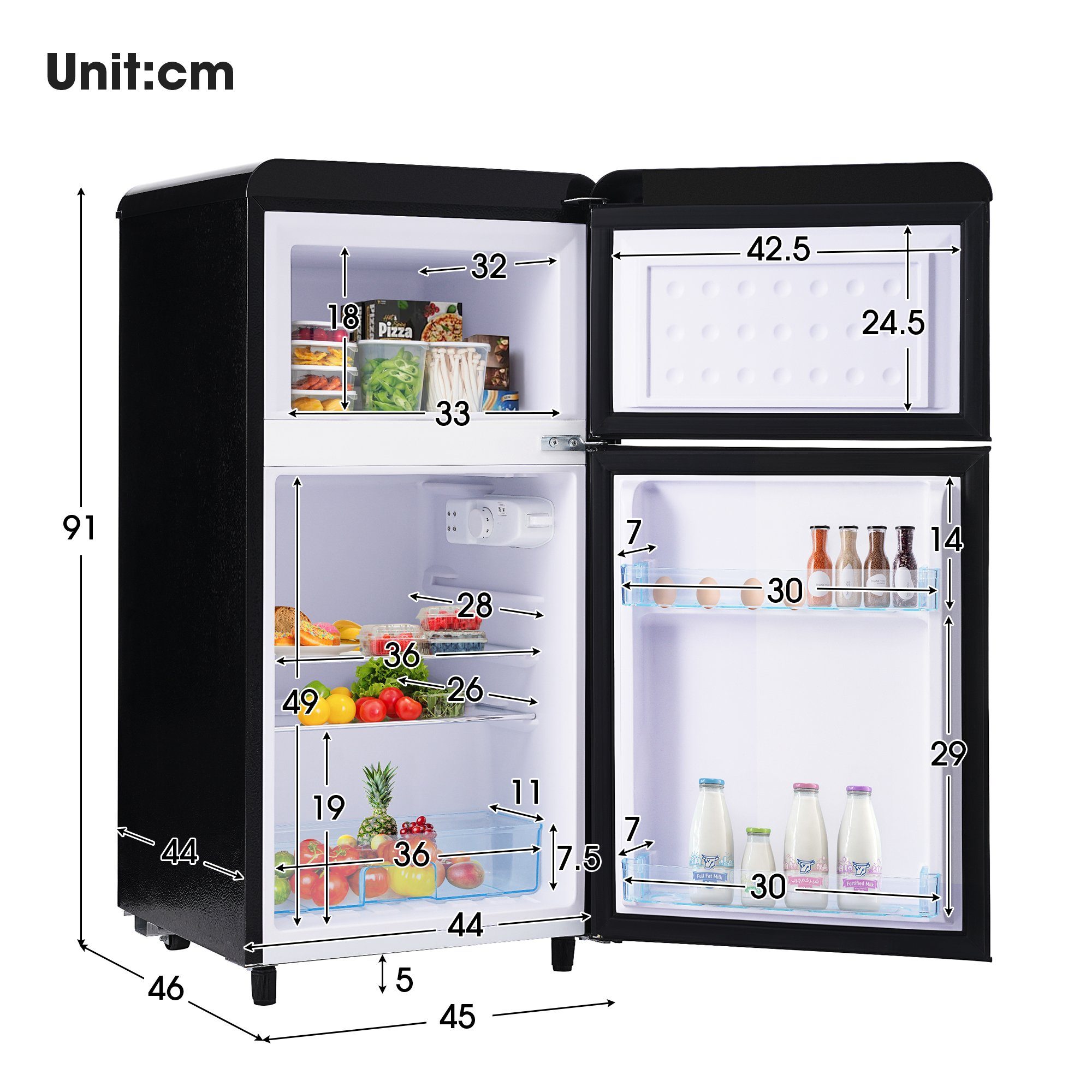 Table Top Kühlschrank Retro Kühl-/Gefrierkombination BCD-100C