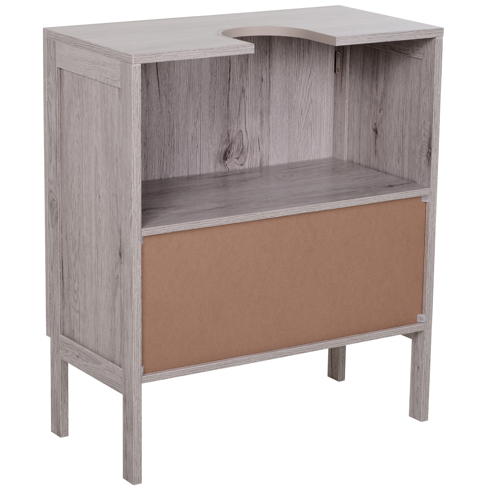 HOMCOM Badezimmerunterschrank - Waschtischunterschrank - Schrank mit 2 Türen und Regal - Maße 60B x 30T x 70H cm - MDF graues Holzimitat