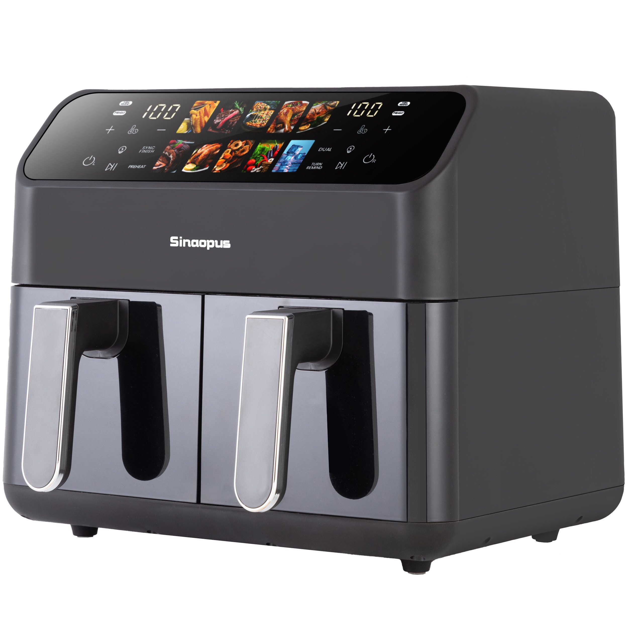 Heißluftfritteuse Doppelkammer 9 L Airfryer mit Sichtfenster & Farbdisplay – XXL