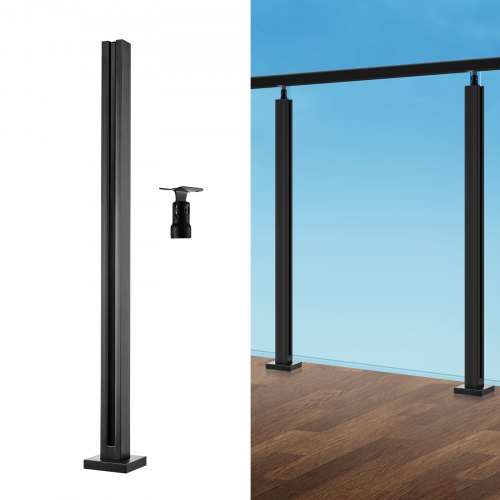 VEVOR Glasklemme 35,83 Zoll H Geländerhalterung 0,39-0,47 Zoll Glas Schwarz