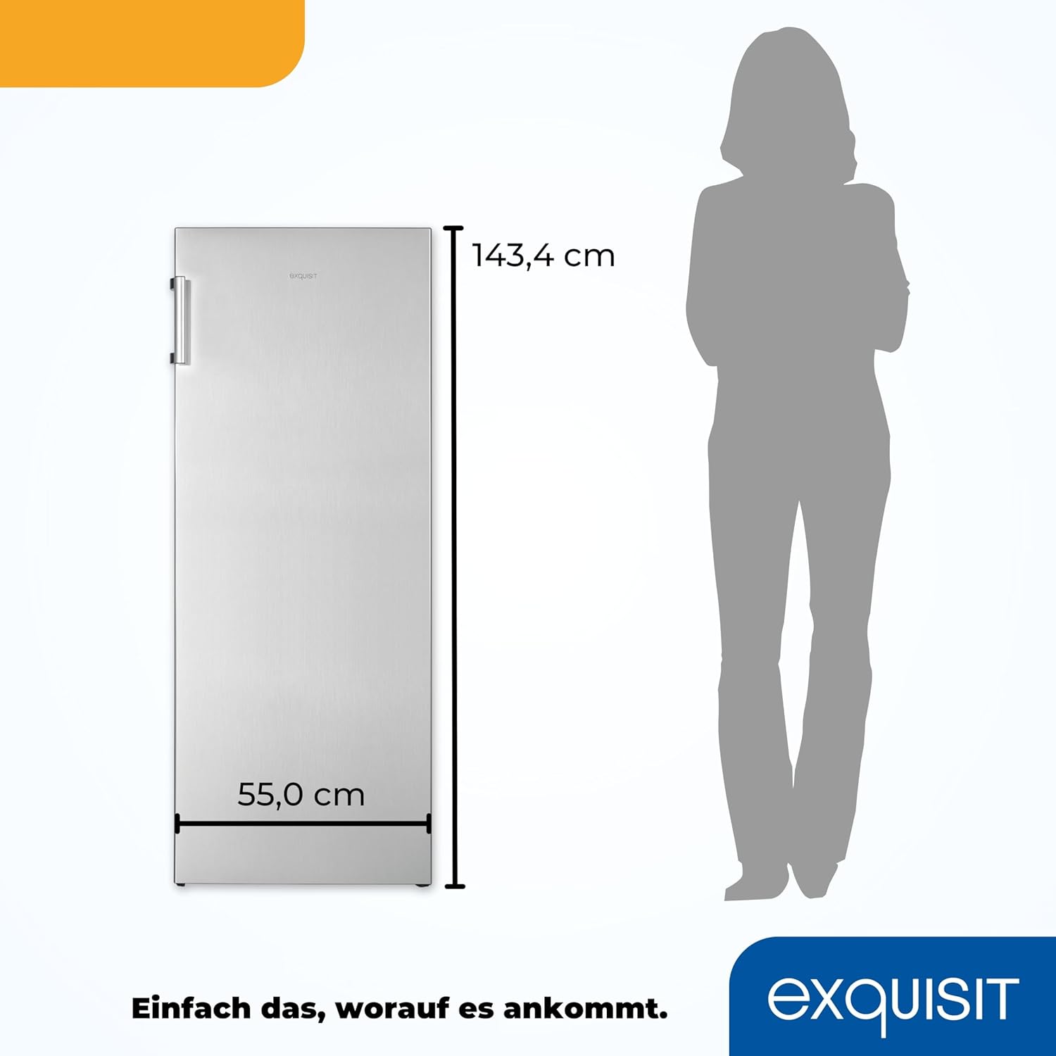 Exquisit Kühlschrank ohne Gefrierfach, Großer Kühlschrank, 5 Ablagen, 242 Liter, Vollraumkühlschrank 143 cm hoch, KS5320-V-H-040E weiss