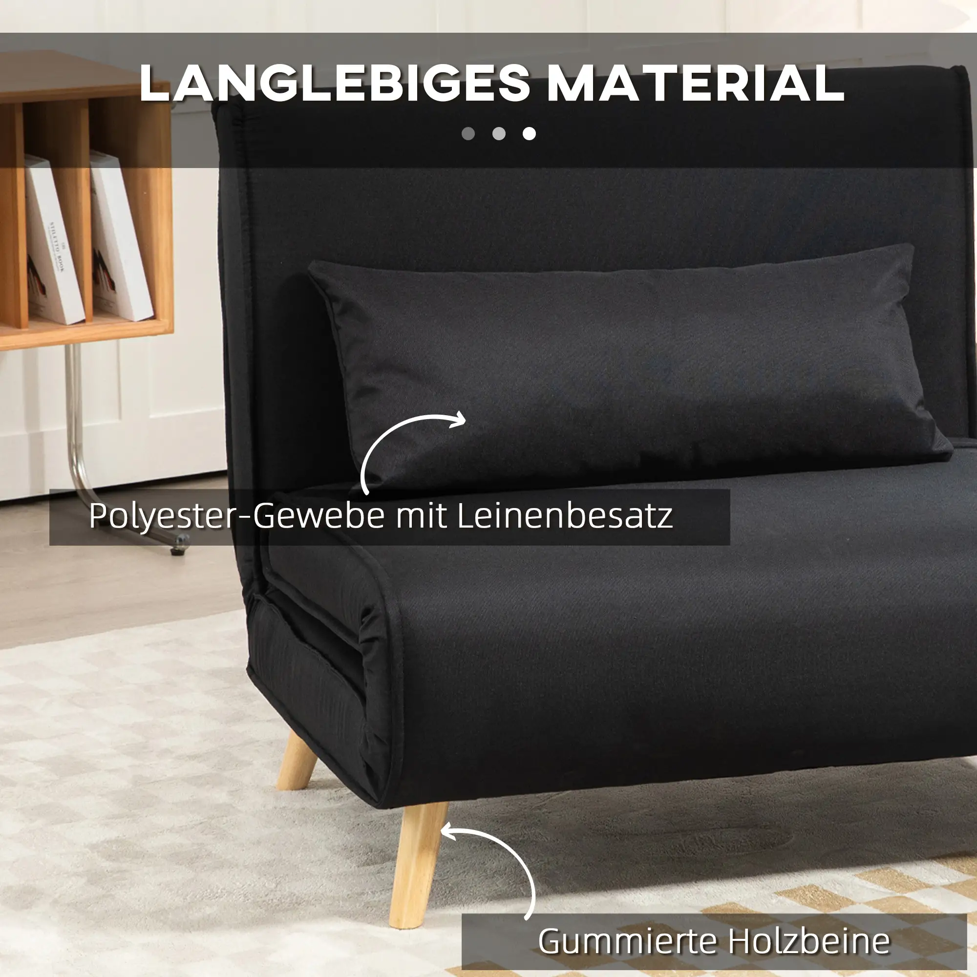 HOMCOM Schlafsessel 2in1 verstellbare Rückenlehne Leinenoptik