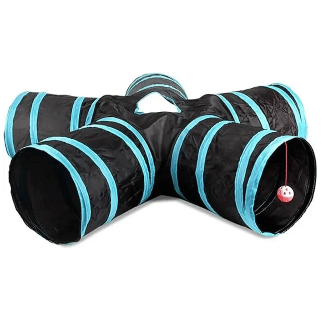 Foldable Cat Play Tunnel �C Crinkle Sounds, Star Design & Multi-Pet Friendly