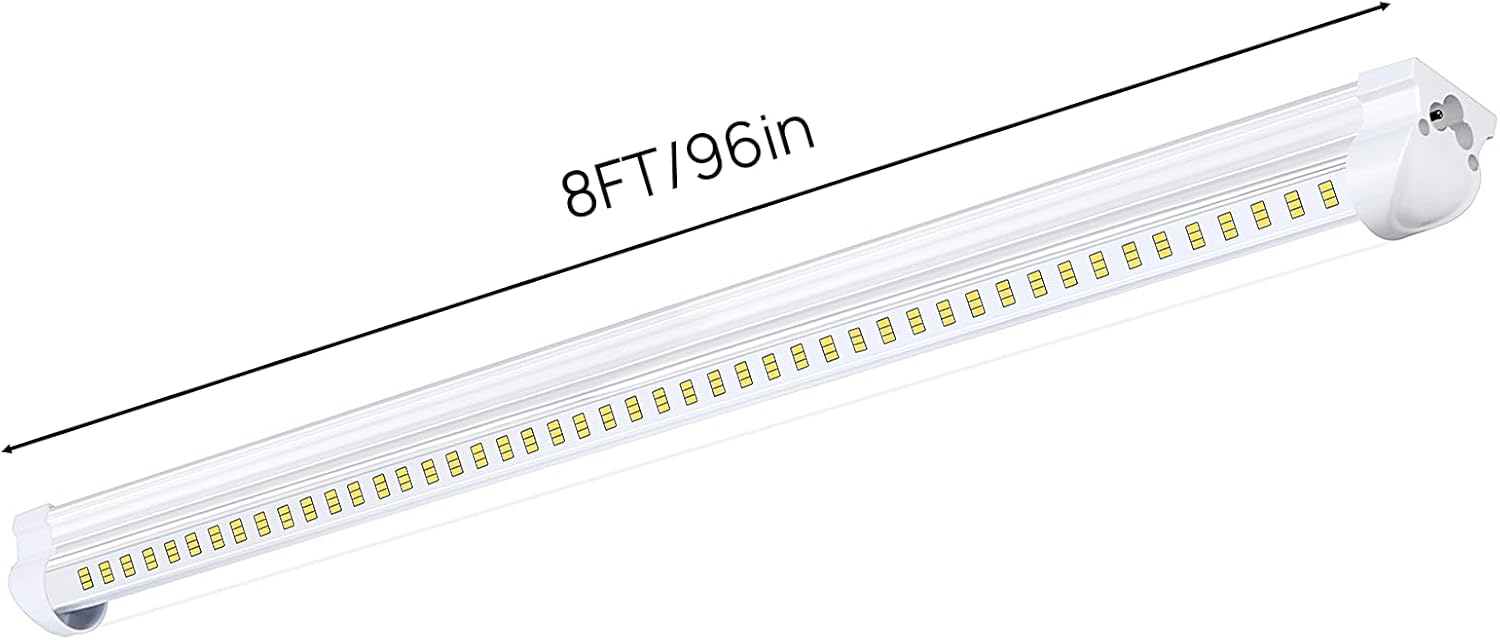 Singteam LED-Leuchtmittel, 2,4 m, 100 W, integrierte LED-Röhre, 15500 lm, 6500 K, klare Abdeckung, 6 Reihen, V-förmig, 270 Grad, T8 LED-Beleuchtung für Garage, Lager, Werkstatt, Keller, 10 Stück