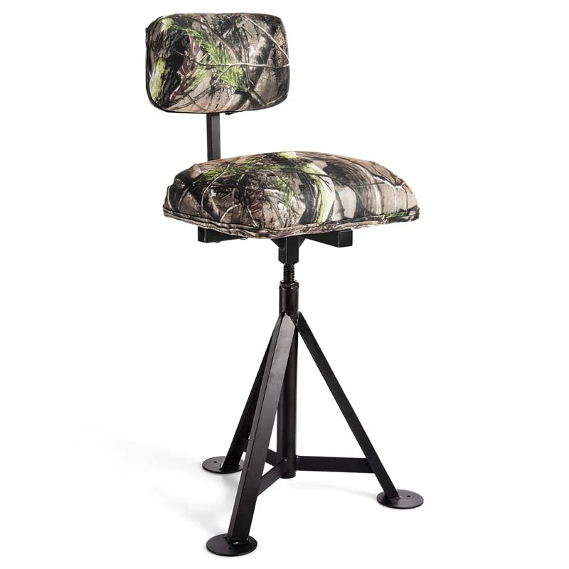 360Deg Camo Swivel Hunting Chair For Outdoor Activities Height Adjustable Tripod Blind Stool Chair With Detachable Backrest Padded Seat - Comfortable And Ergonomic Design