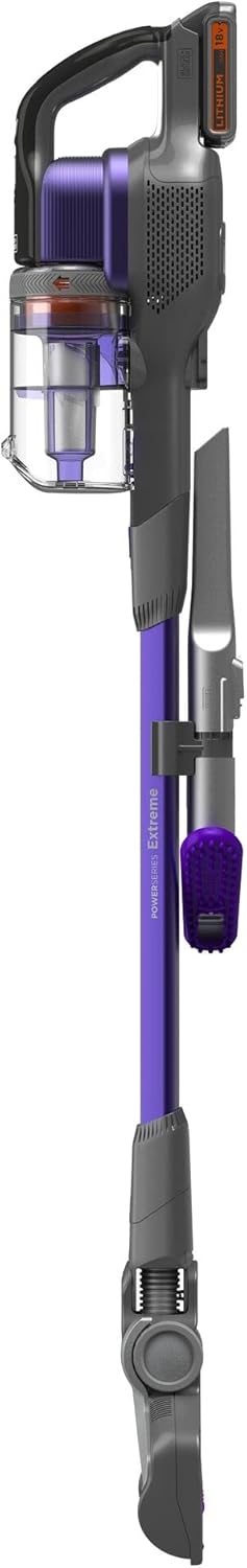 BLACK+DECKER, Aspirapolvere Senza Fili a Batteria Litio, Separabile, Portatile, Tecnologia Antigroviglio, Viola Metallizzato, BDPSE1815P-QW