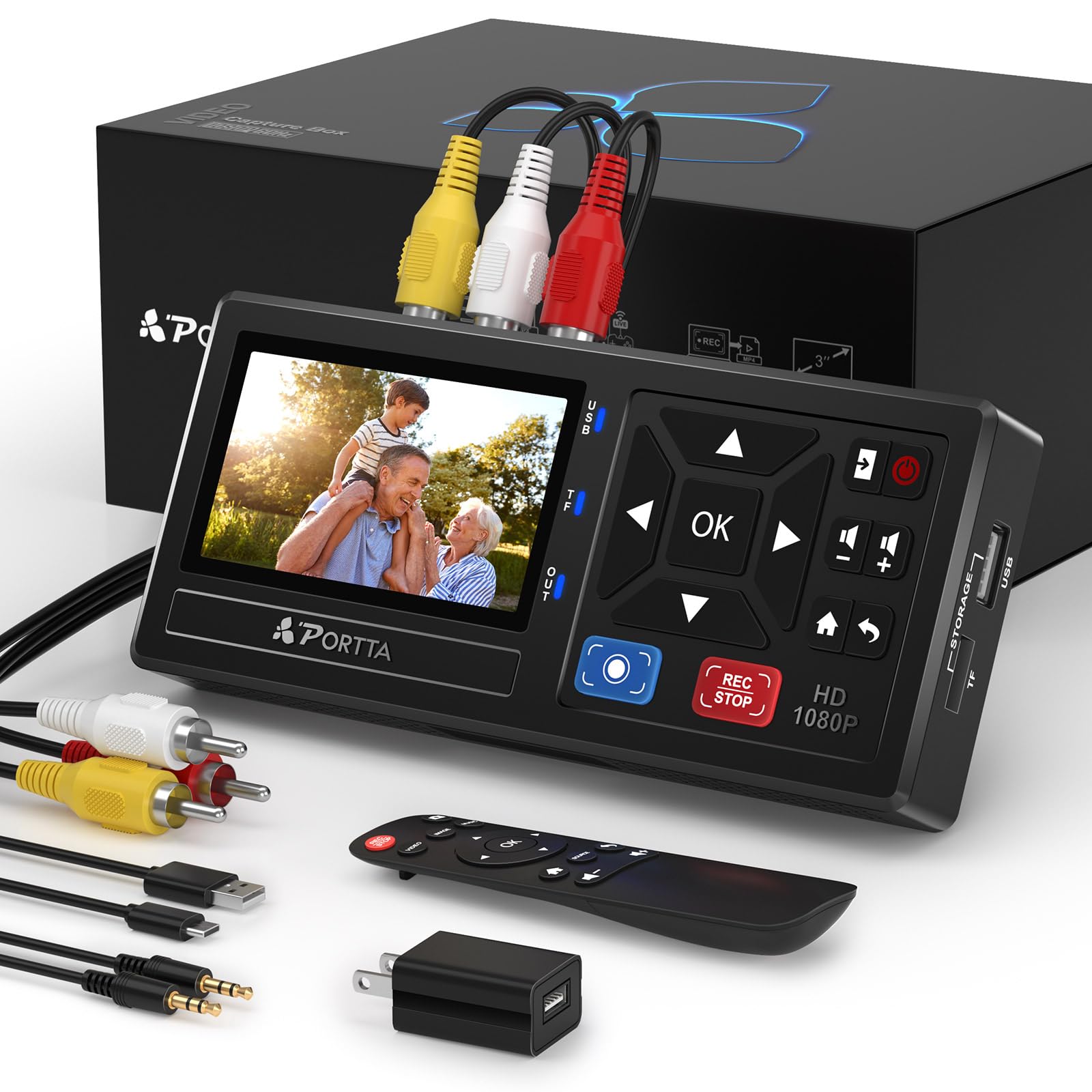 VHS to Digital Converter with Remote for VHS VCR DVR DVD Hi8 Mini DV Camcorder Cassette Tape Gaming Consoles