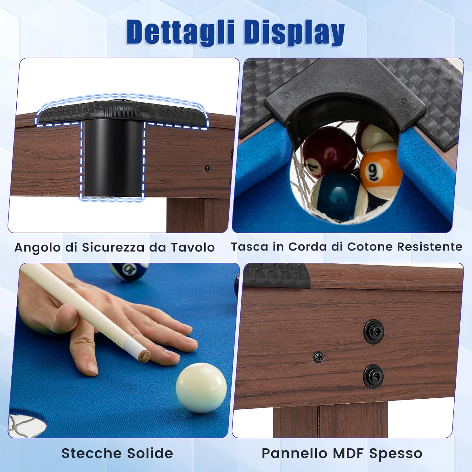 COSTWAY Tavolo da Biliardo, Tavolo da Gioco Biliardo in Legno con Set di Palline 2 Steccette 2 Gessi Triangolo Spazzola, Mini Tavolo da Biliardo per Sala Giochi bar Palestra, 122x61x76 cm