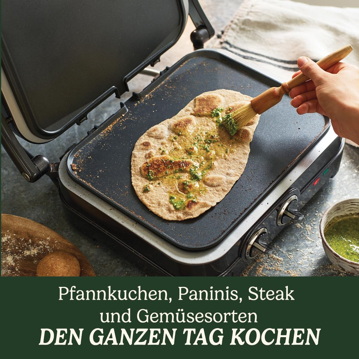 Cuisinart Hot Plate Entertaining Grill & Griddle | XL Elektrische Plancha Grill, Teppanyaki Grillplaat voor thuis | Afneembare plaat met antiaanbaklaag, 2-zone temperatuurregeling tot 260��C