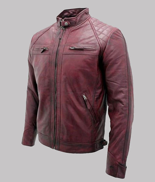 Mens Burgundy Leather Jacket