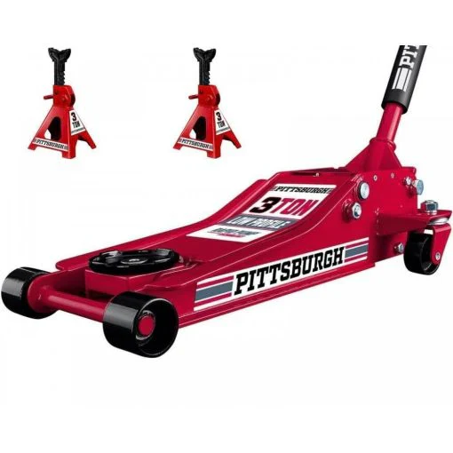 Three-ton Steel Hydraulic Car Jack Lift with Low Profile Floor Jack and Jack Stands Set
