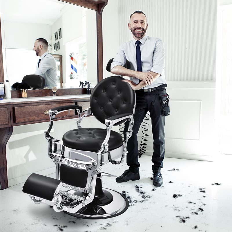 Vintage Barber Chair Height Adjustable Hairdressing Chair 360Deg Swivel Reclining Makeup Hair Salon Chair For Hair Stylist - Comfortable And Ergonomic Design