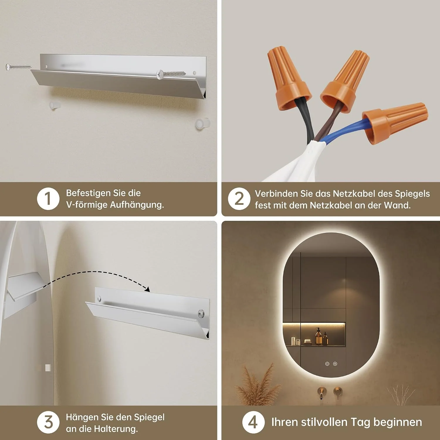 OUMUSU LED-Badspiegel mit Beleuchtung