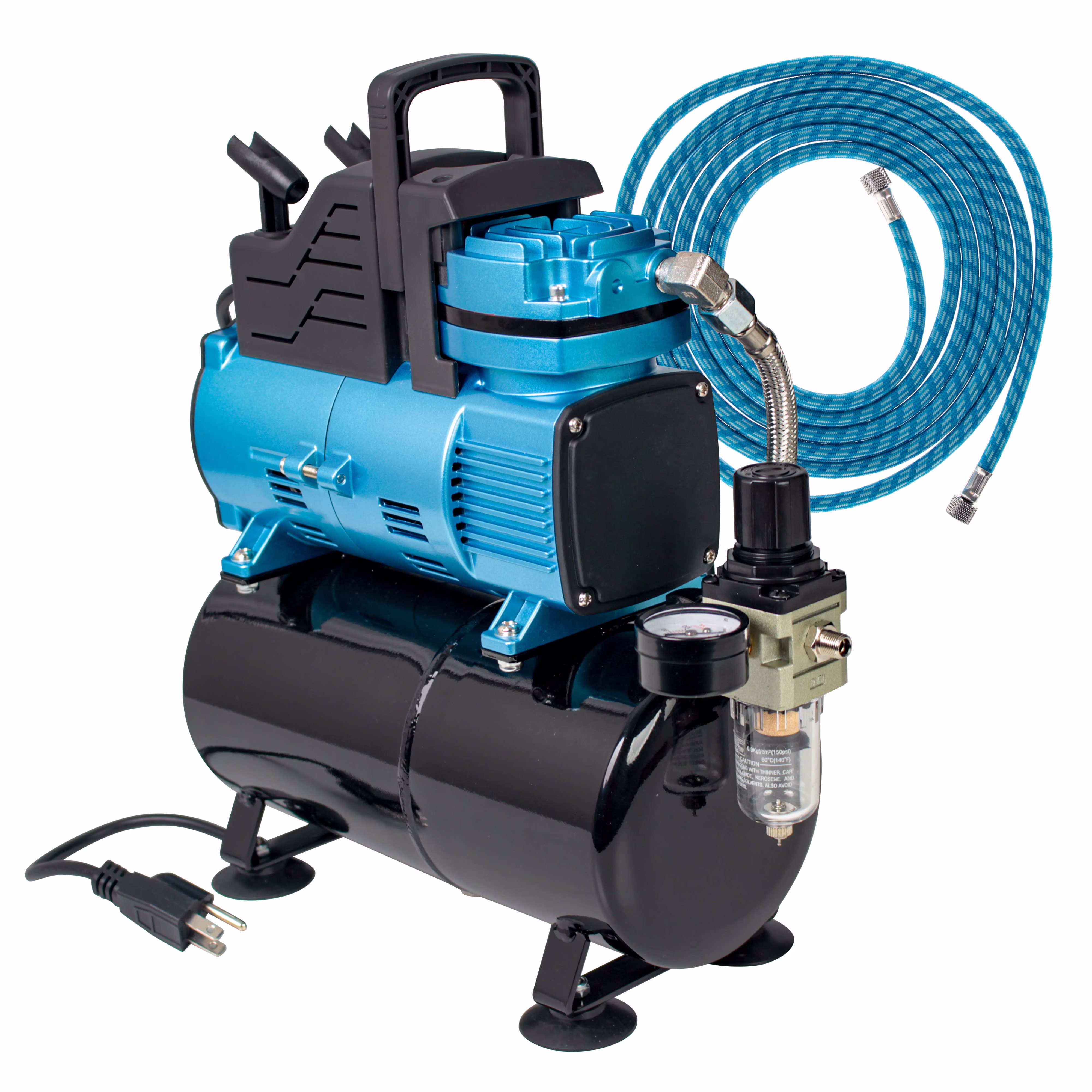 Master Airbrush 1/5 HP Super Cool Runner Dual Fan Tank Air Compressor Kit Model TC-426 - Professional Single-Piston with 2 Cooling Fans, Runs Longer without Overheating - Regulator Water Trap, Holder