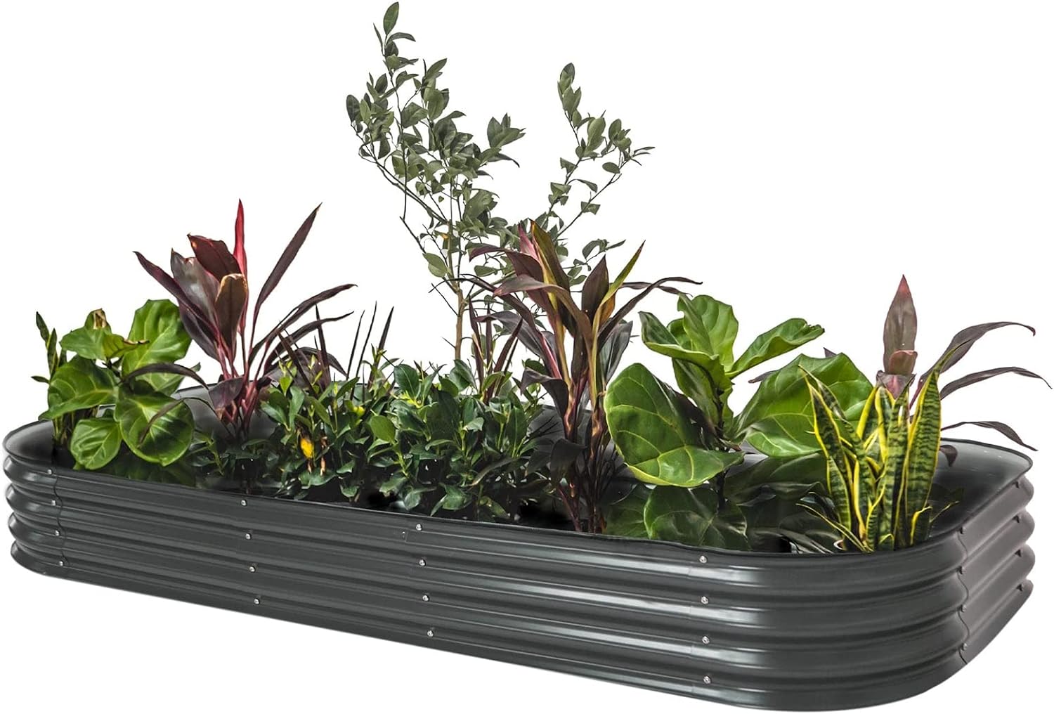 Garden Raised Garden Bed Kit, 11&prime;&prime; Tall 10 in 1 Modular Raised Garden Beds Kit, Metal Planter Box for Vegetables, Flowers, Herbs, Morden Gray