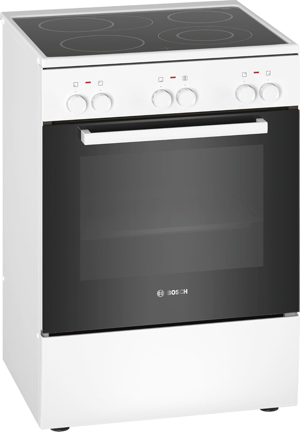 Bosch HKR39C250 Serie 4 Elektro-Standherd, 60 cm breit, EcoClean Direct Reinigungshilfe, 3D Heißluft Backen auf 3 Ebenen, LED-Display-Steuerung, erweiterbare Kochzone für großes Kochgeschirr