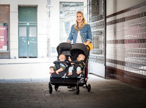 hauck Passeggino Doppio Swift X Duo   Passeggino Gemellare Leggero e Pieghevole con Una Mano, Reclinabile dalla Nascita   Per 2 Bimbi fino a 15 kg ciascuno, Cesto Fino a 3 kg Ciascuno   Nero : Hauck: Prima infanzia