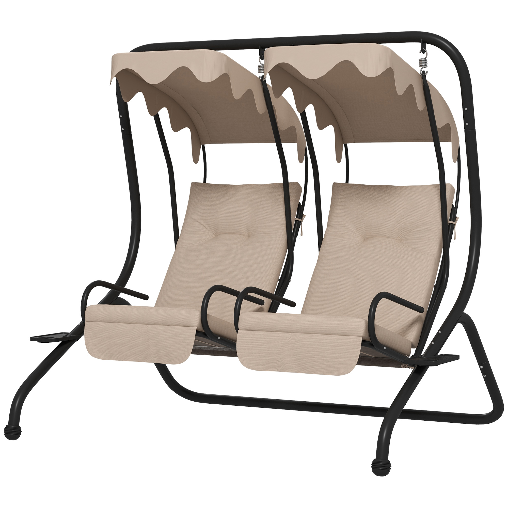 Tuinschommel Hollywoodschommel, weerbestendig, 2 gescheiden zitplaatsen, 2 bekerhouders, 170 cm x 136 cm x 170 cm, Beige