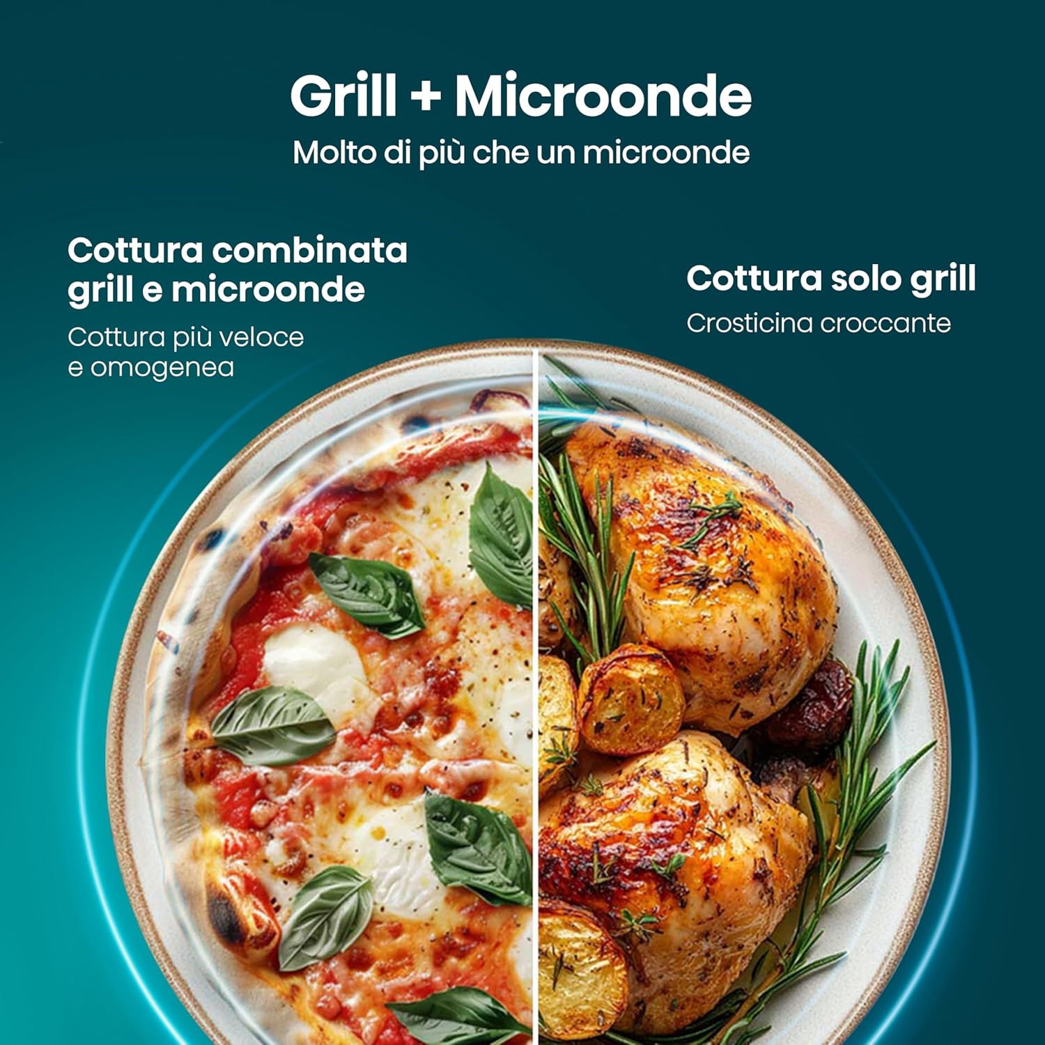 Hisense Forno Microonde Elettronico, Capacità 23 L, Potenza 800 W, Grill Potenza 1000 W, Display Led con Comandi Touch, Nero